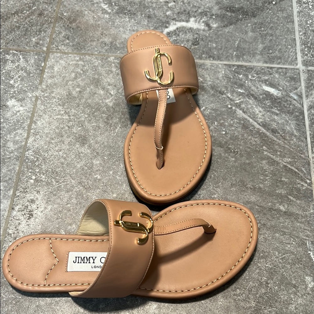 Jimmy Choo Tan Leather Sandals New never worn out 35.5 - Picture 7 of 8
